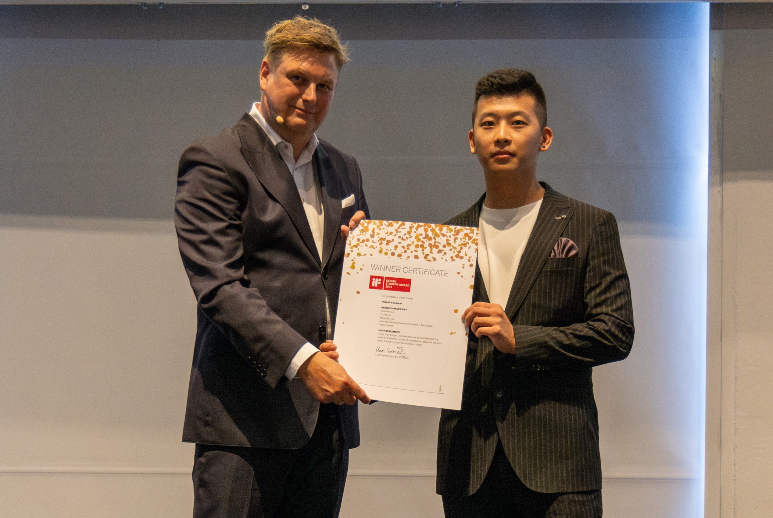 Master’s student from the Department of Architecture at Taiwan Tech, Jia-Wei Lin, won 2024 German iF Student Design Award.