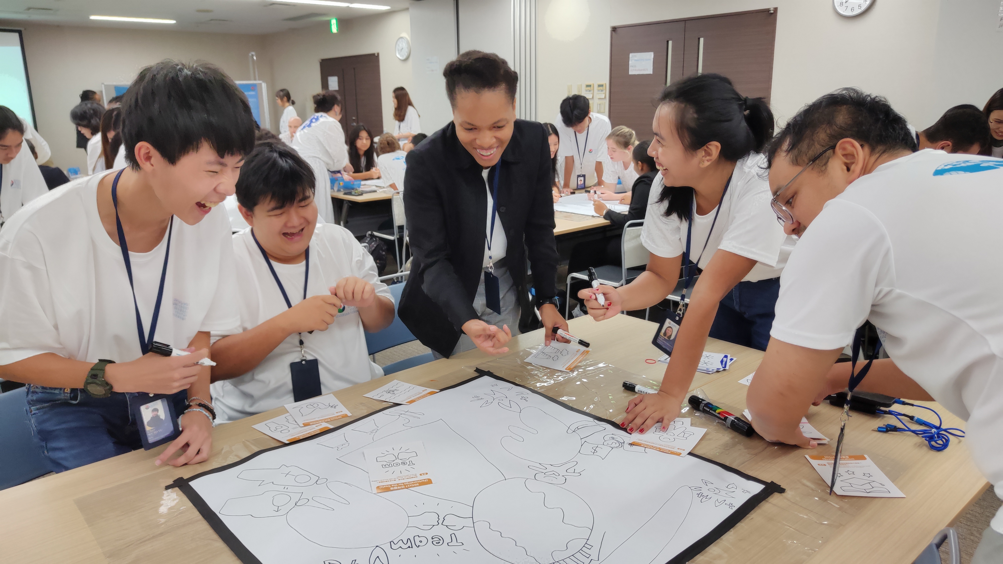 The “Love Languages” collaborative art activity promoted cross-cultural exchange and understanding.