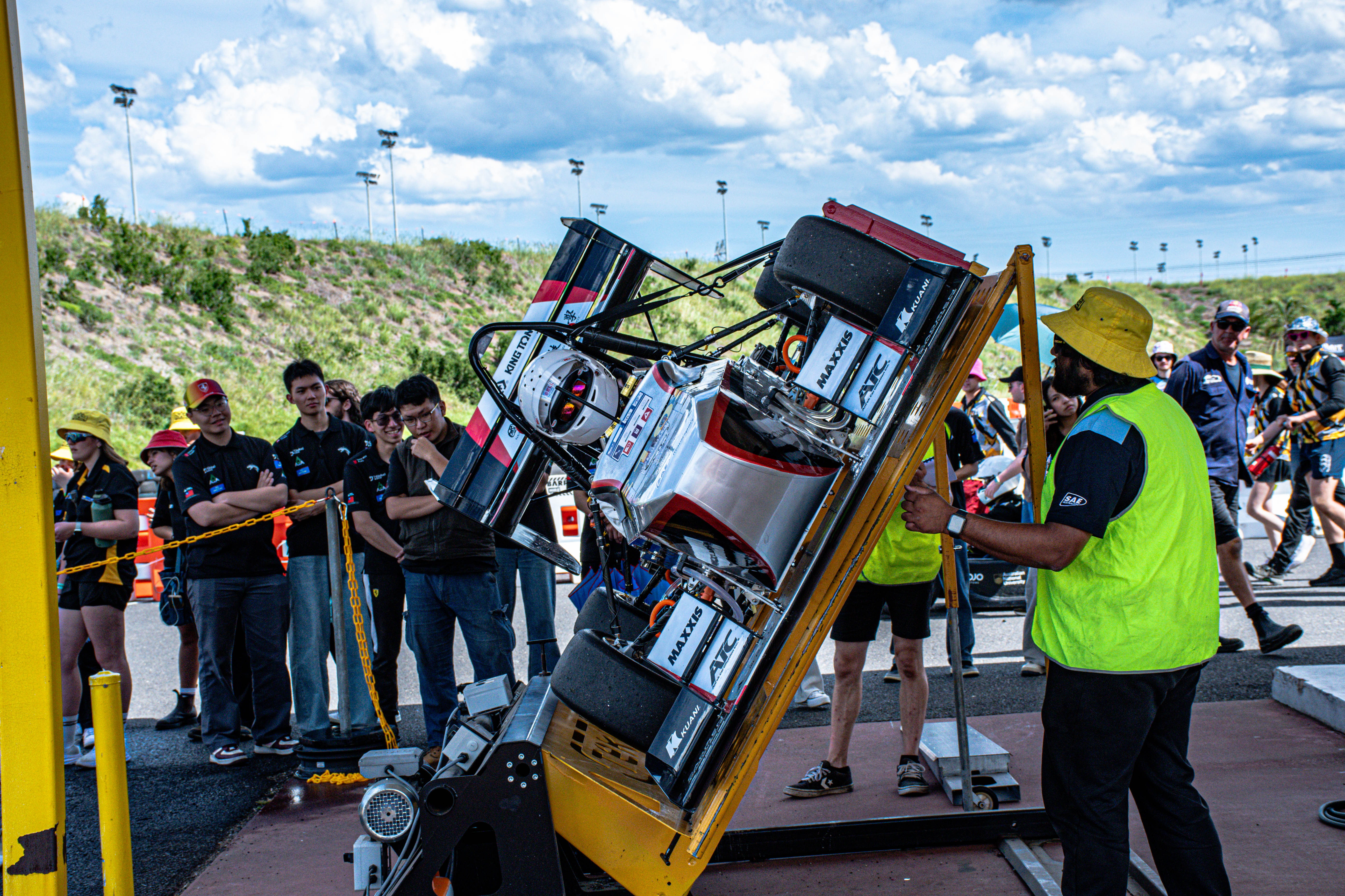 Technical inspection in progress: Tilt Test.