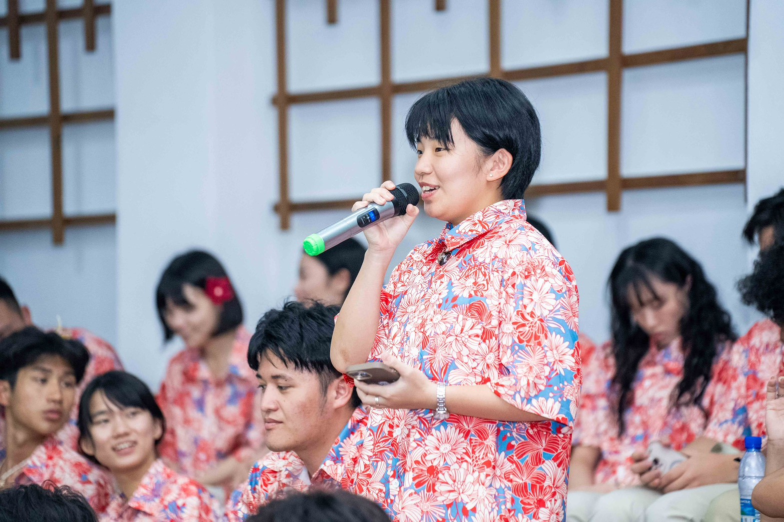Ting-En Chang raises a question to officials at the Parliament of the Marshall Islands.