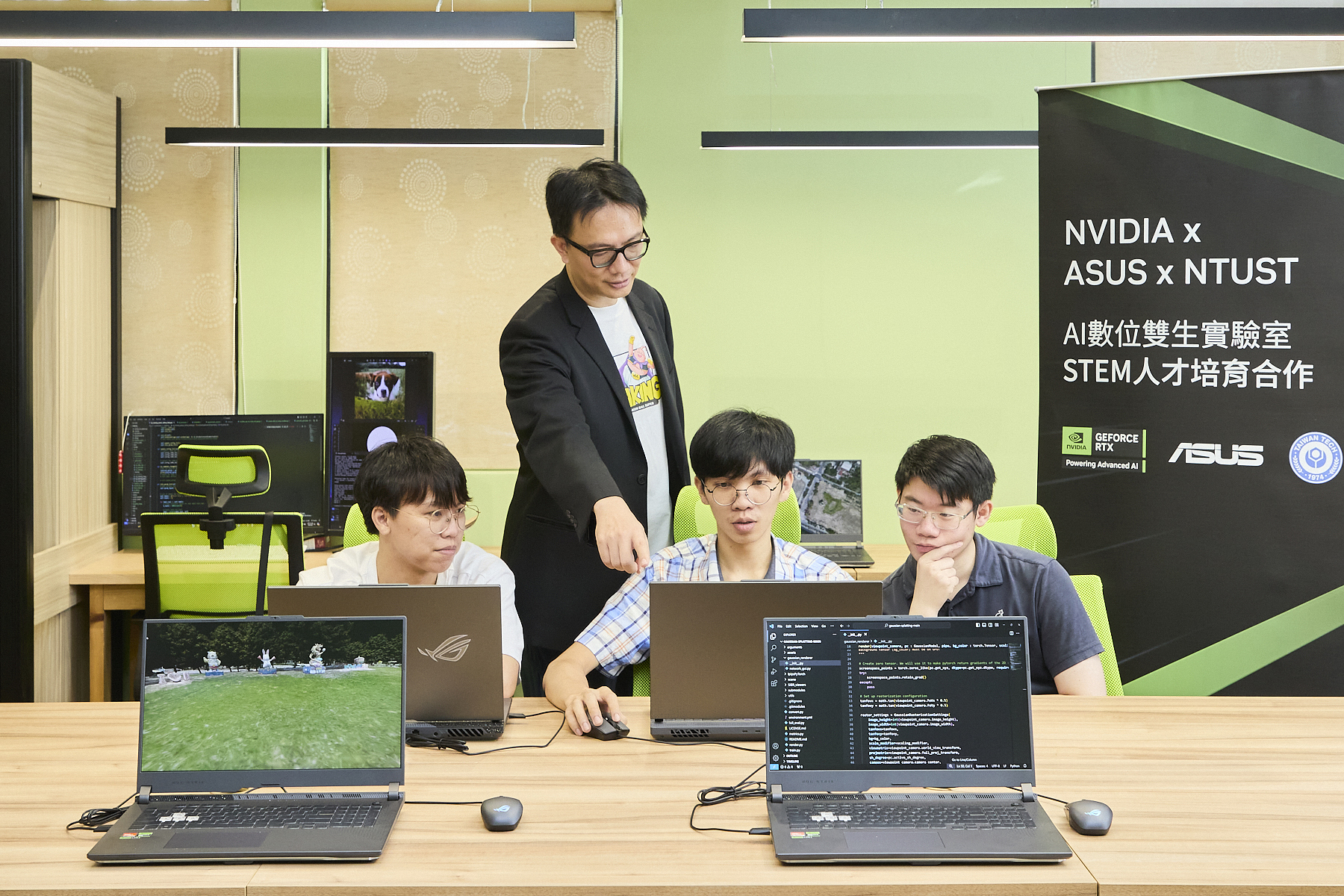 The AI Digital Twin Lab introduces the most cutting-edge hardware and software to assist students and faculty in training and running large-scale deep learning models, and enhancing their research and application skills in generative AI and digital twin technology.