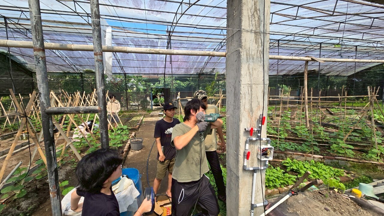 The team restored an organic greenhouse that had been left unused during the pandemic and installed an automatic watering system to assist with irrigation.