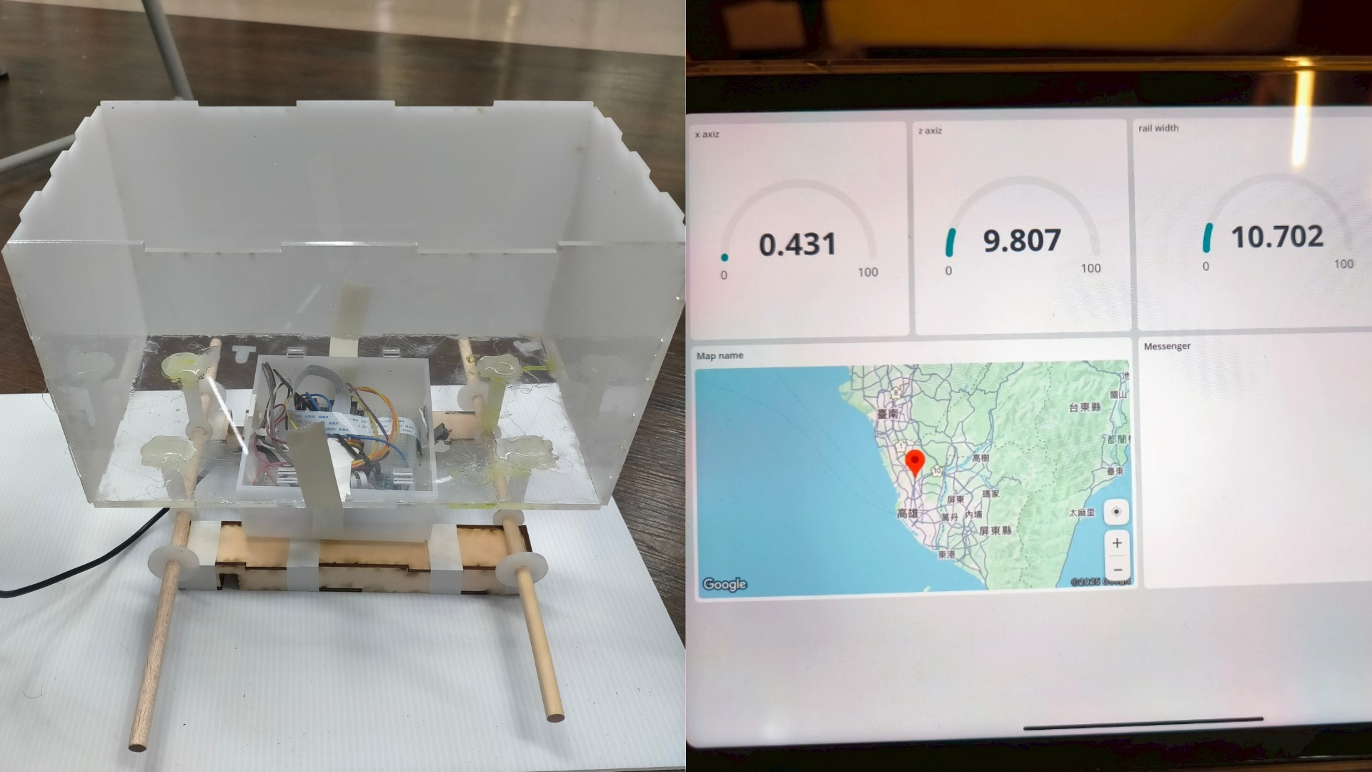 The "Miniature Onboard Rail Inspection Module" can be directly mounted beneath regional train cars. It uses ultrasonic sensors to measure track gauge and accelerometers to detect track alignment and vertical irregularities. Integrated with AI-powered image recognition, the system can identify cracks and anomalies on the rails. Data and GPS coordinates are transmitted in real time via an IoT platform, significantly enhancing inspection frequency and maintenance efficiency.