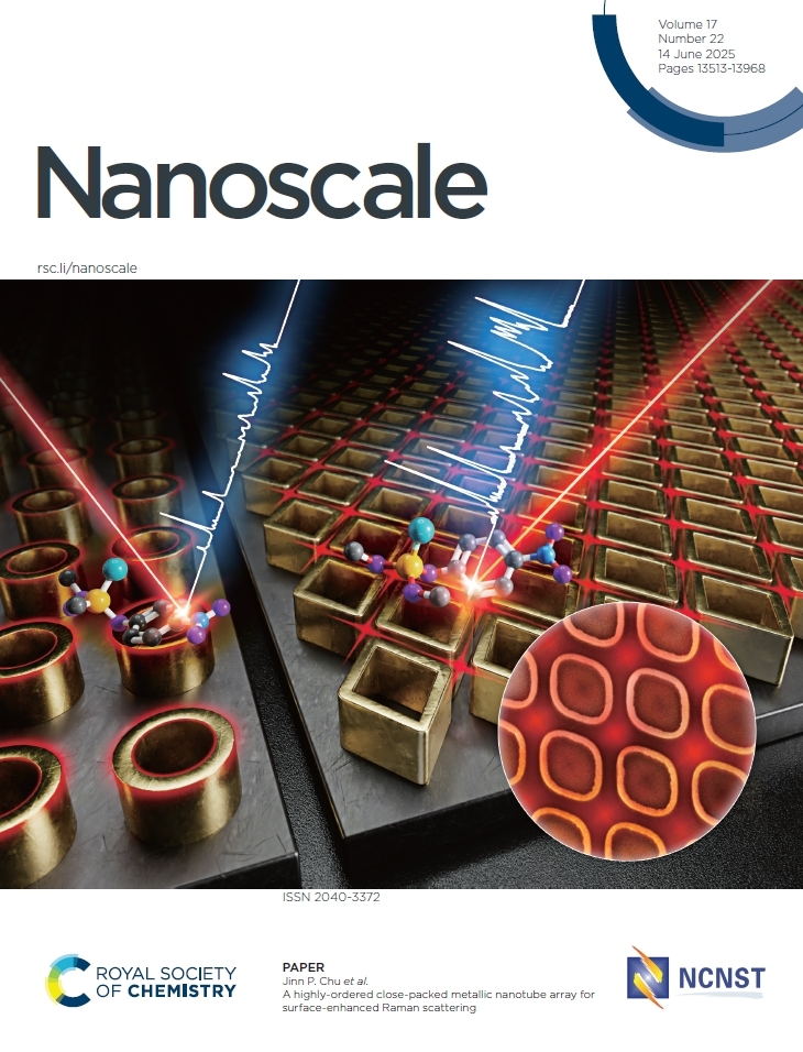 The diamond-shaped metallic nanotube array technology, which significantly enhances surface-enhanced Raman scattering (SERS) signals, has been published in the Royal Society of Chemistry’s flagship journal Nanoscale and selected as the cover article, highlighting its innovative value in nanomaterial design and application technologies.
